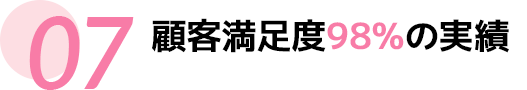 顧客満足度　98％の実績